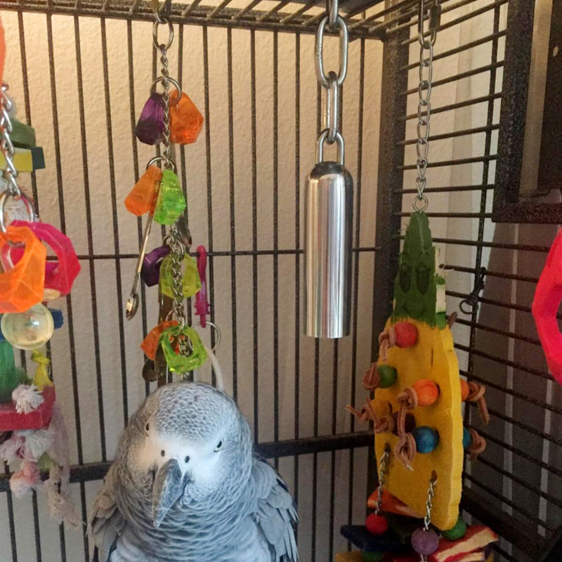 LWINGFLYER Stainless Steel Bird Bell Toy for Large Parrots – Hanging Bird Cage Toy with Quick-Link Clip, Durable & Easy-Clean Parrot Toys for Macaws, Cockatoos, African Greys - PawsPlanet Australia