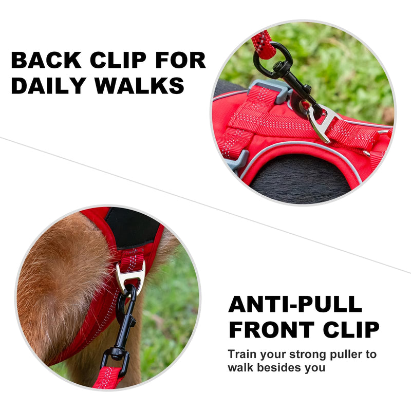 Plutus Pet No Pull Dog Harness, Release at Neck, Soft Padded, Reflective Adjustable Dog Vest Harness for Small, Medium, Large Dogs(Red, M) Red - PawsPlanet Australia