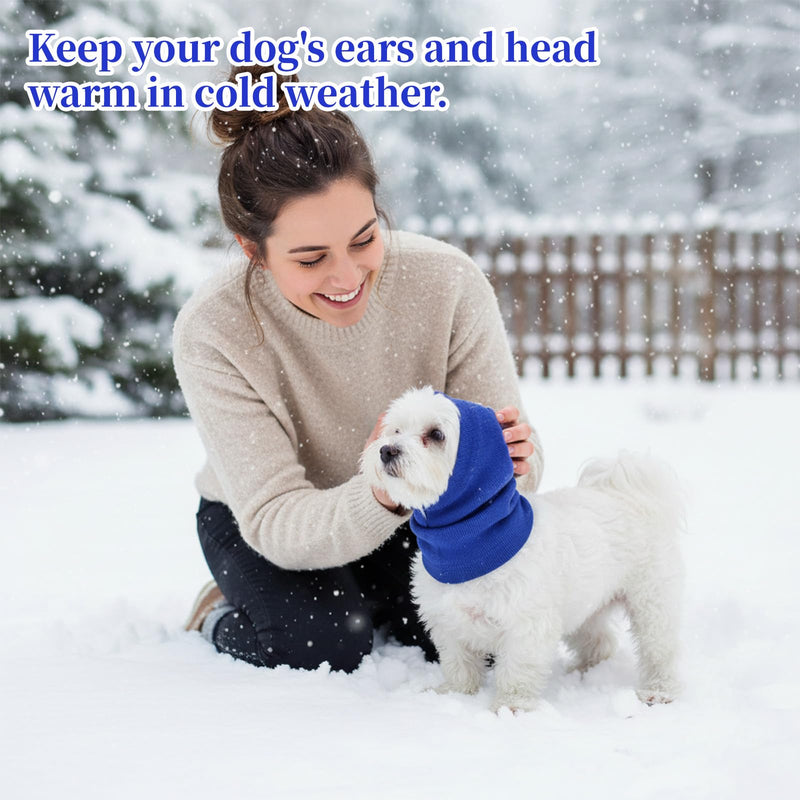 Dog Anxiety Relief Ear Muff, Blue Dog Noise Cancelling Ear Muffs, Dog Ear Muffs Noise Protection, Soft Dog Calming Hoodie, Neck Head Cover for Grooming, Force Drying, Bath, Fireworks (S) Small