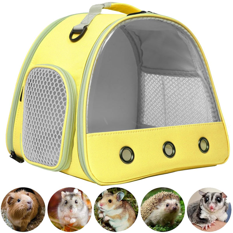 Bunny Travel Carrier with Absorbent Pad Set, Pee Pad with Leak-Proof Quick-Dry Design for Bearded Dragon,Portable Guinea Pig Bag for Sugar Glider,Hedgehog,Rat,Small Pet,Rat,Outdoor Used Yellow TPU Carrier+NP - PawsPlanet Australia