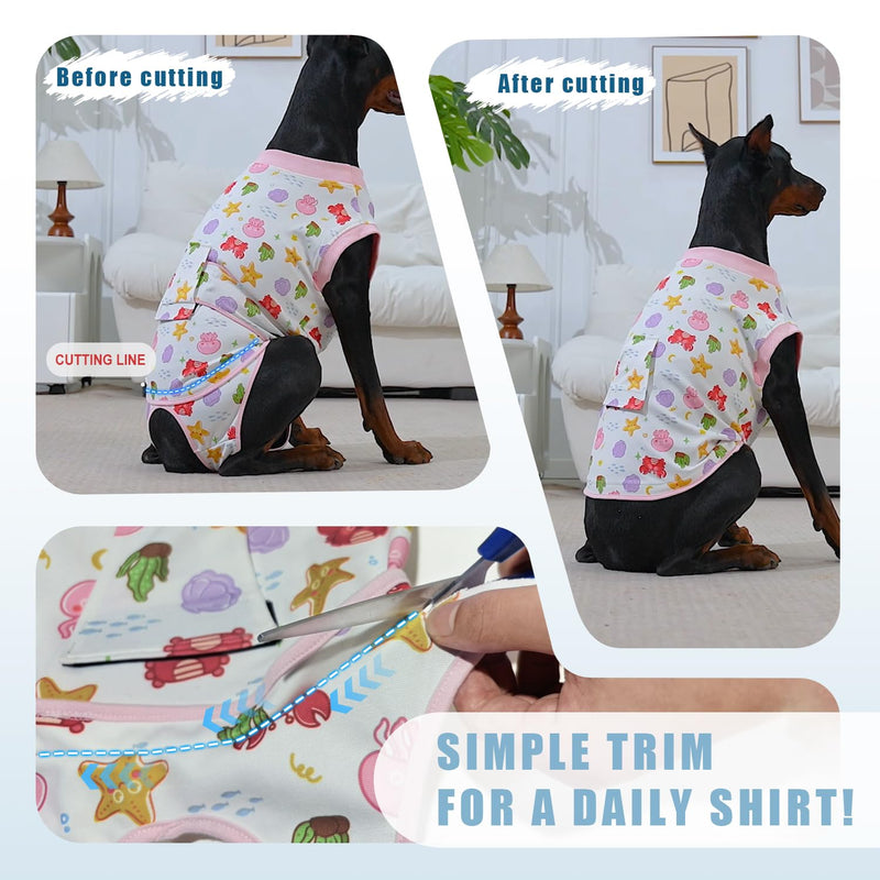 Dog Recovery Suit for Post Surgery, E-Collar Cone Alternative for Female Spay & Male Neuter, Breathable Soft Onesie for Abdominal Wounds & Skin Disease, Anti-Lick Surgical Suit for Dogs, Blue, XL X-Large (Back: 21.28"; Weight: 45 - 85 LB) Blue-Dolphin