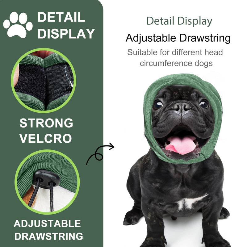 Dog Ear Protectors for Noise Anxiety Relief, Reusable Dog Ear Defenders with Adjustable Headband, Soft & Breathable, for Fireworks, Grooming, Travel (Green, M) Green