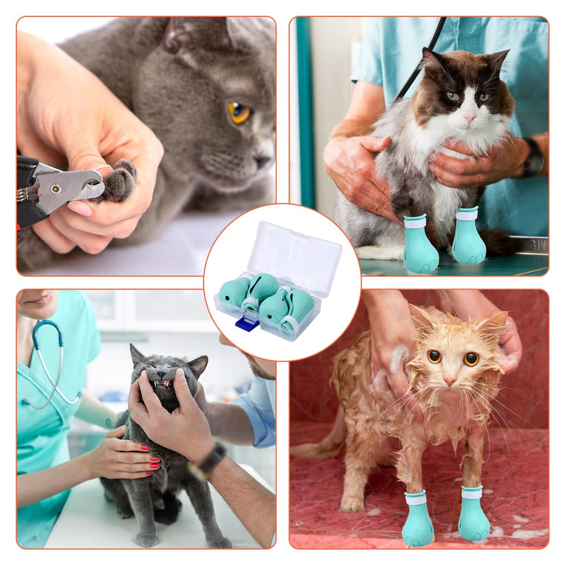 4 Pcs Silicone Cat Feet Claw Covers, Anti-Scratch Cat Nail Shoes Kitten Feet Paw Boots Cat Protector Caps to Prevent Scratching Pet Supplies for Bathing Shaving Grooming - PawsPlanet Australia