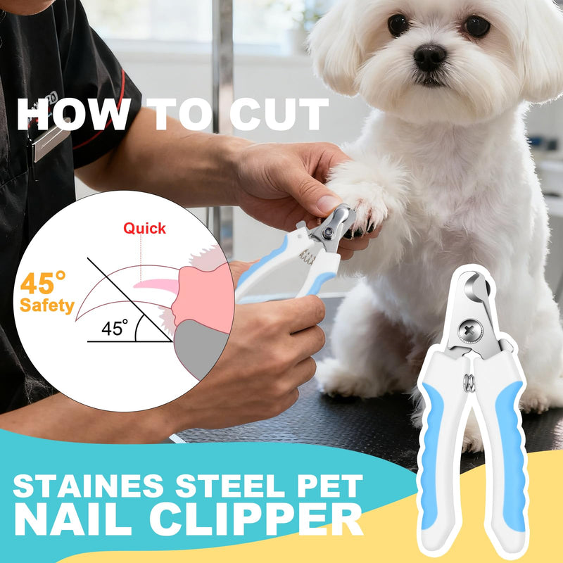 Dog Grooming Scissors Set with Safety Rounded Tips, 4pcs Pet Dog Cat Grooming Tools, Professional Grooming Shears Set Hair Cutting Trimming Scissors with Steel Comb & Leather Pouch for Dogs Cats Pets