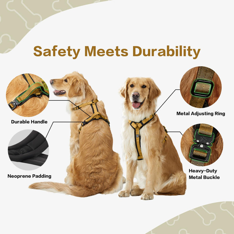 PawsPassion Dog Harness for Large Dogs, No Pull Dog Harness with Metal Hardware, Ergonomic Y-Shaped Design, Soft Padding, Padded Handle, Durable High-Tensile Nylon (Sunrise, L) Sunrise - PawsPlanet Australia