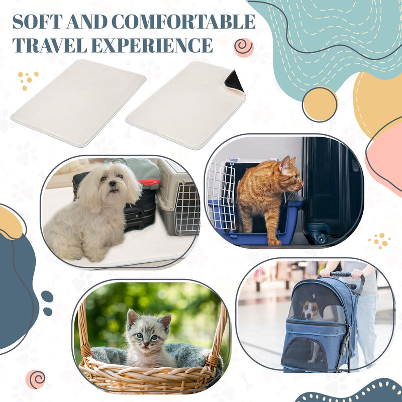 4 Pcs Pet Carrier Pad Travel Pet Reversible Dog Mat Replacement Liners for Travel Dog Bed Pad Washable Plush Cashmere Double Sided Bed Mat for Cat Kennel Crate(Beige,17 x 11 Inch) 17 x 11 Inch Beige - PawsPlanet Australia
