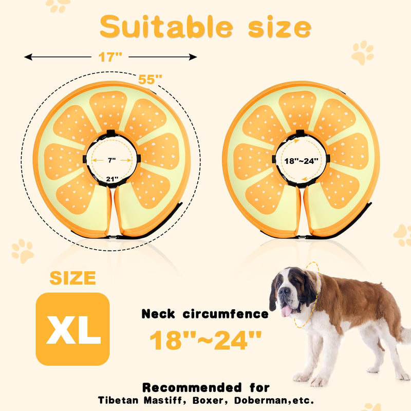 Sivomens Dog Cone, Protective Inflatable Dog Collar for Jumbo Dogs, Soft Adjustable Pet Recovery Cone After Surgery, Washable Dog Donut Collar Prevents Licking Wounds & No Blocking Vision, XL(18"-24") X-Large(Neck:18"-24") Yellow - PawsPlanet Australia
