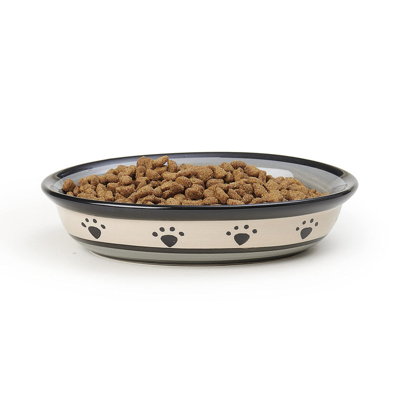 PetRageous 44247 Oval Metro Paws Stoneware Cat Bowl 6.25-Inch Wide and 1.5-Inch Tall Saucer with 1-Cup Capacity and Dishwasher and Microwave Safe for Small Dogs and Cats, Multicolored - PawsPlanet Australia