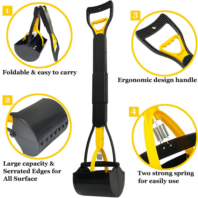 32“ Tall Pooper Scooper, Large Pooper Scooper for Dogs Heavy Duty, Dog Pooper Scooper with Long Handle & High Strength Durable Spring, Foldable Dog Poop Pick Up 32-inch - PawsPlanet Australia