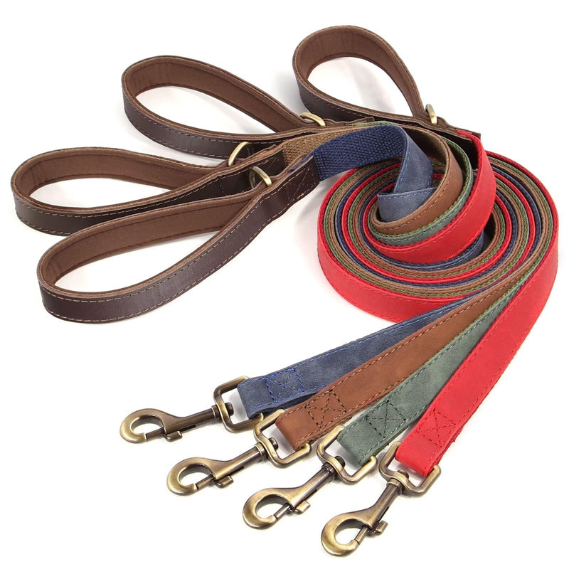 Didog PU Leather Dog Leash for Small Dogs 4.5ft, Soft Padded Handle Dog Leashes for Medium Size, Walking and Training Leashes Faux Leather for Large Pet,Green Green - PawsPlanet Australia