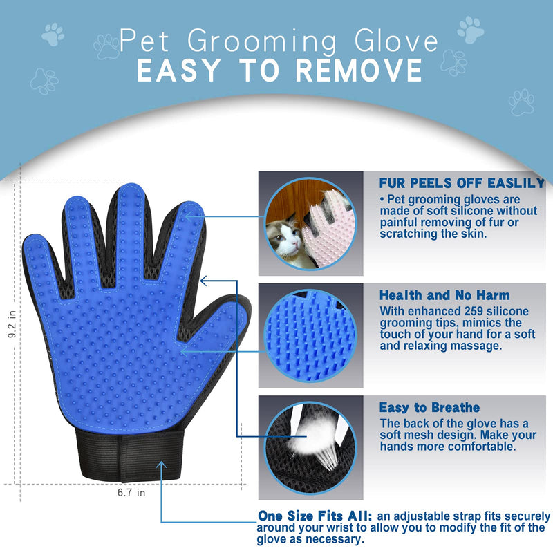 GOESWELL Double-Sided Undercoat Rake for Pet Grooming - Shedding and Dematting Comb with Grooming Glove (Blue 2 Pack) Blue(2 Pack) - PawsPlanet Australia