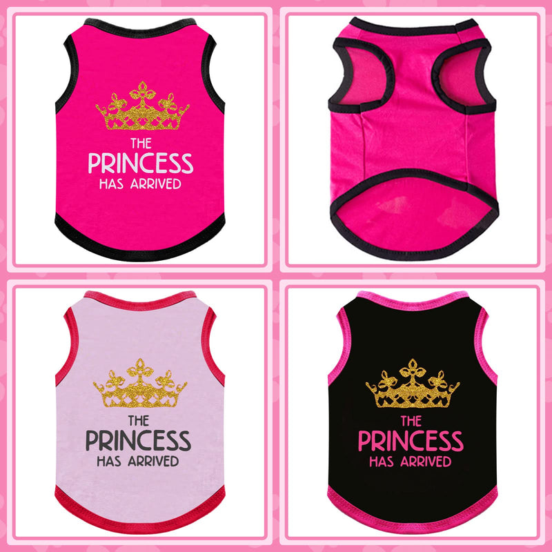 3 Pack Dog Shirts for Small Dogs Dog Outfits Dog Tshirt Cotton Sleeveles Small Dog Clothes for Girl Chihuahua French Bulldog Dachshund Clothes The Printed Prince Pink,Red,Black, M Medium （ suggest chest less than15'') princess - PawsPlanet Australia