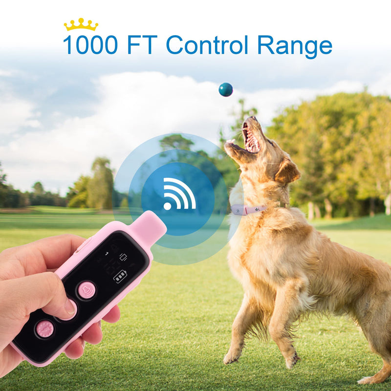 Bousnic Dog Shock Collar for 2 Dogs - (8-120lbs) Waterproof Rechargeable Electric Dog Training Collar with Remote for Small Medium Large Dogs with Beep Vibration Safe Shock Modes(Pink) Pink - PawsPlanet Australia