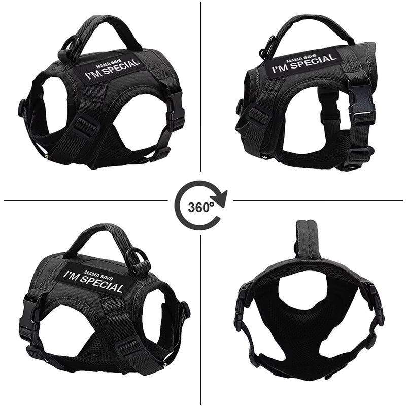 Forestpaw Cat Harness Escape Proof for Walking,Adjustable Large Cat Vest Harness with Soft Mesh Padded,Tactical Cat Harness with Control Handle,Molle Patches,Black Chest 12-17",Neck 8.0-12.5" Black