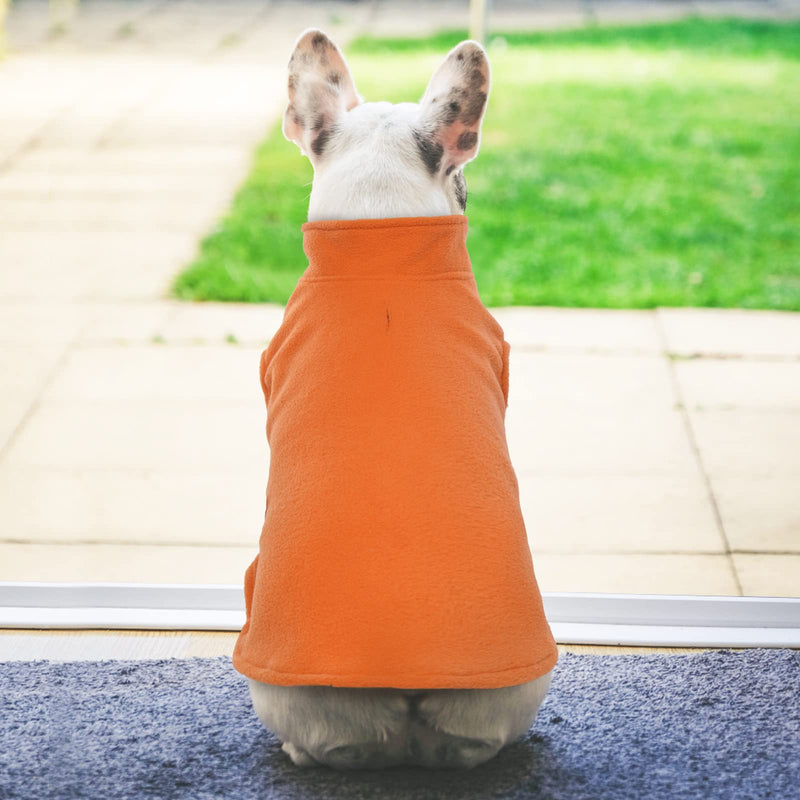 FUAMEY Dog Fleece Vest,Warm Sweatshirt Puppy Stretchy Sweater Pullover Dog Turtleneck Coat Dog Winter Jacket with Leash Hole, Dachshund Sweaters Yorkie Clothes for Small Medium Large Dogs Orange XS X-Small