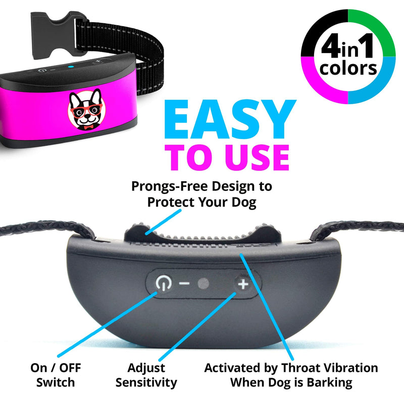 Small Dog Bark Collar Rechargeable - Anti Barking Collar for Small Dogs - Smallest Most Humane Stop Barking Collar - Dog Training No Shock Bark Collar Waterproof - Safe Pet Bark Control Device