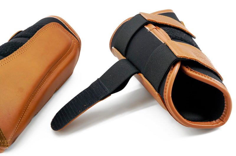 Jeereal Brushing Horse Boots Equine Boots | Protective Gear and Training Equipment | Neoprene,Waterproof Cloth and Genuine Leather Made of (Brown, Cob (Medium)) Cob (Medium) Brown - PawsPlanet Australia
