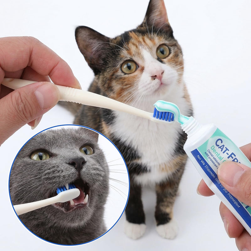 Ouligay 2 PCS Cat Tooth Brush Small Dog Toothbrush Ultra Soft Pet Toothbrush with Micro 15° Curved Brush Head for Kitten Puppy Tiny Pet Daily Deep Dental Clean
