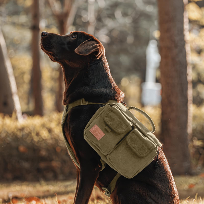 ONETIGRIS Dog Hiking Backpack, Dog Pack for Medium Large Dogs, HOPPY CAMPER 3.0 Dogs Saddle Bag Harness Outdoor Hiking (M, Brown) - PawsPlanet Australia
