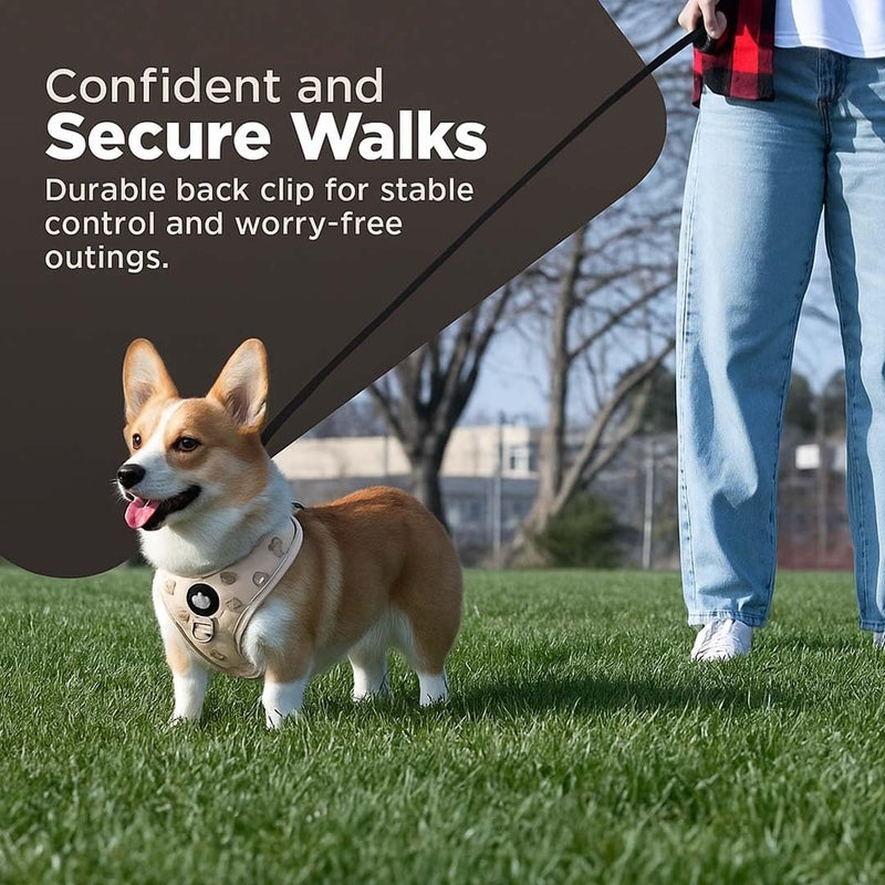 Haminway No-Pull Dog Harness for Medium Dogs – Reflective, Breathable Vest with Adjustable Chest & Neck Straps – Easy to Wear, Anti-Choke Harness for Safer Walks (Beige, Size Medium) Beige - PawsPlanet Australia