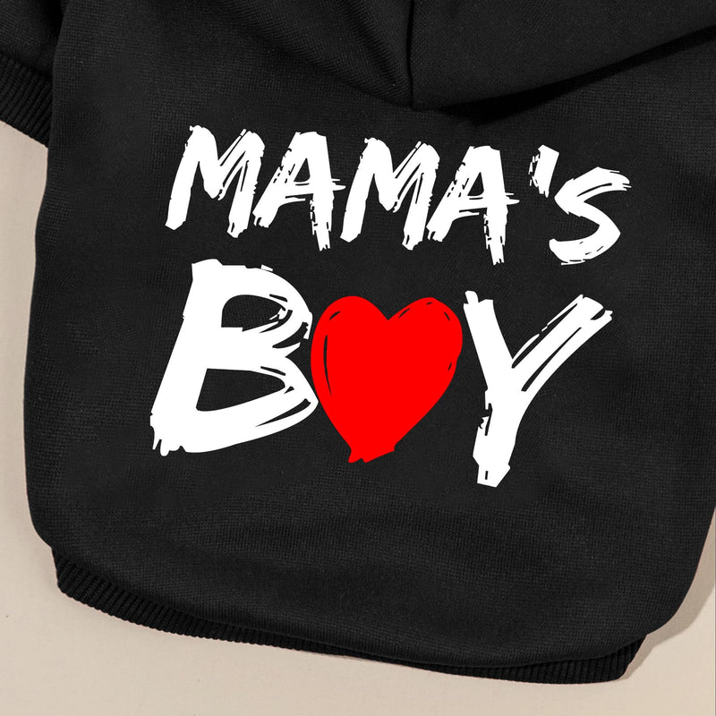 Cat Hoodies for Cats Pet Puppy Clothes Dog Hoodie Mama'Boy Printed Hooded Sweatshirt for Small Medium Size Dogs(Black,L) Black Large - PawsPlanet Australia