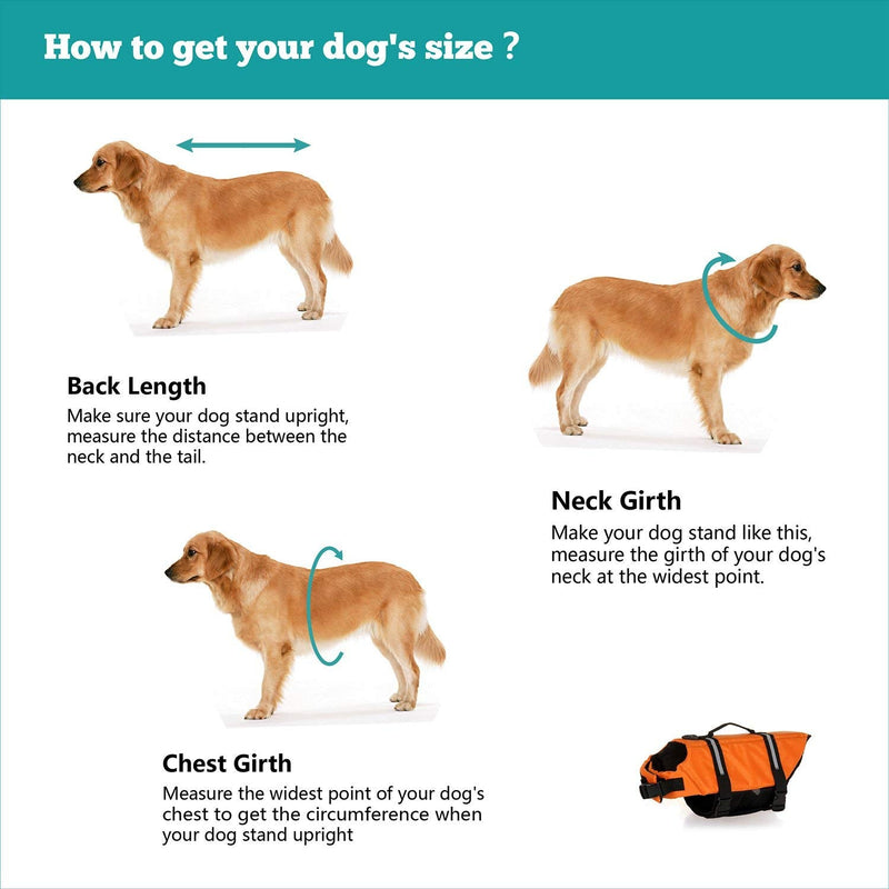 HAOCOO Dog Life Jacket Vest Saver Safety Swimsuit Preserver with Reflective Stripes/Adjustable Belt Dogs Orange,L Large - PawsPlanet Australia