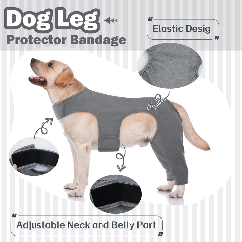 Recovery Suit For Dogs - Leg Surgery Recovery Suit, Lick Sleeve To Prevent Licking Bite, Avoids Wound Infection - 2XL XXL Grey