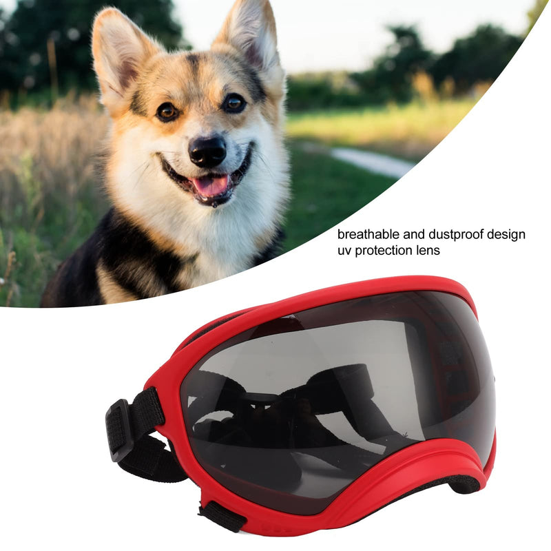 Dog Goggles Windproof Proof Adjustable Strap Dog Sunglasses for Large Breed (Red Frame and Black Goggles) - PawsPlanet Australia