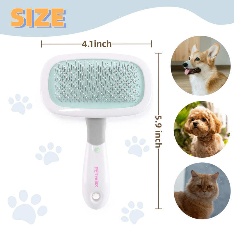 360°Rotating Dog and Cat Brush with Coated Tips and Soft Pins in 2 Length Gentle Slicker Brush for Small Dogs Puppies Yorkies Poodles Removes Loose Fur - PawsPlanet Australia