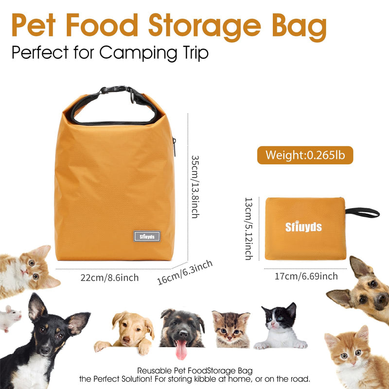 Pet Food Storage Bag,Dog Food Travel Bag with 2PCS Collapsible Dog Travel Bowls,Waterproof Kibble Storage Container(Yellow, Small) Yellow - PawsPlanet Australia