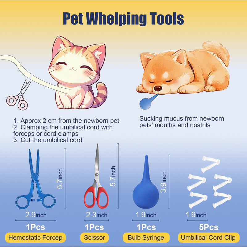 Puppy Kitten Whelping Kit, Whelping Kit with Feeding Nipple Bottle Stethoscope Scissors Cord Clamps Aspirator etc Full kit 23 - PawsPlanet Australia