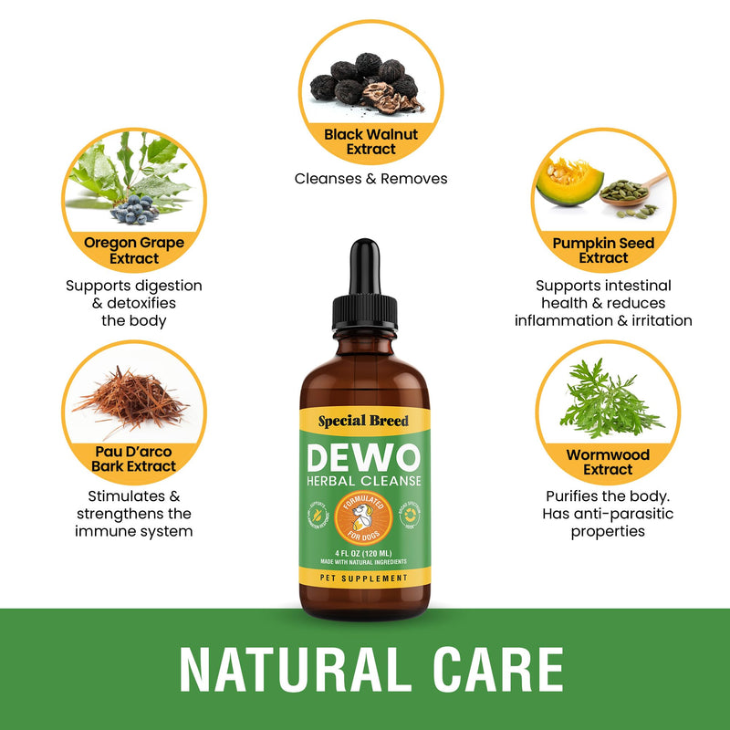 Natural Intestinal Defense for Dogs, Herbal Cleanse with Wormwood, Black Walnut - Digestive Support Promotes Gut Health & Flora Balance, Advanced Broad Spectrum Formula - Made in The USA, 4oz