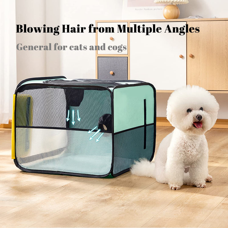 Pet Dog Cat Drying Box | Anti-Hair Flying | Portable Foldable Cat Drying Room | Drying Crate Cage for Small and Medium Dogs (Green) Turq - PawsPlanet Australia