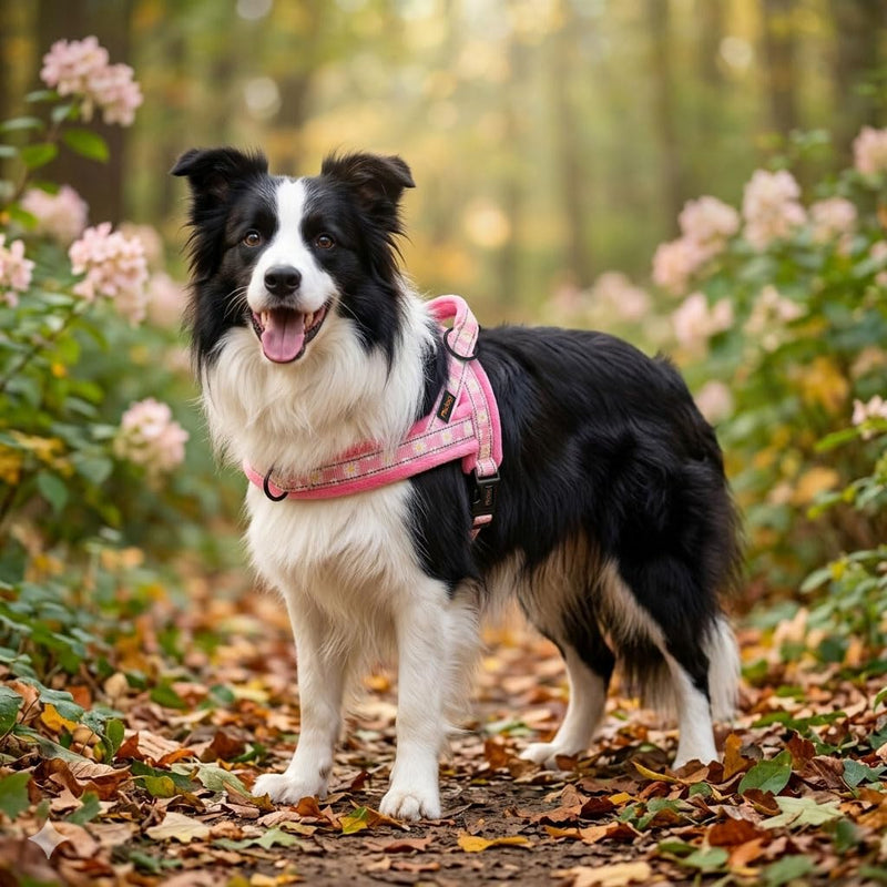 Didog No Pull Dog Harness with Soft Padded, Easy Walk Dog Harness with Quick Release Buckle, Adjustable & Reflective Pet Harness with Soft Padded for Medium Dogs (M:Chest 22-26", Pink) M:Chest 22-26", Fit 25-40 lbs