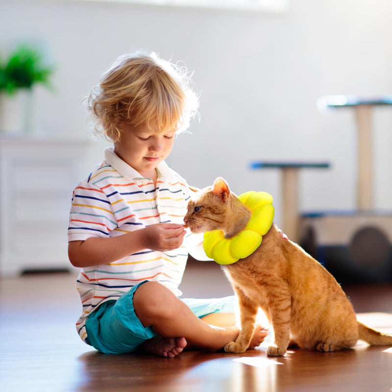 ifundom Soft Cat Collar Donut Style Made of Plush Adjustable Size 17-27cm Comfortable Recovery Neck Collar for Kittens and Cats up to 4.5kg Yellow
