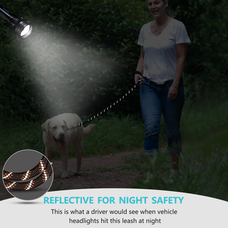 VIVAGLORY Rope Dog Leash Roperex Dog Leash with Soft Padded Handle for Walking & Training, Strong Rope & Reflective Heavy Duty for Pet, 3/8IN x 6FT (12~65 lbs.), Black 3/8'' x 6 FT (12~65 lbs.) - PawsPlanet Australia