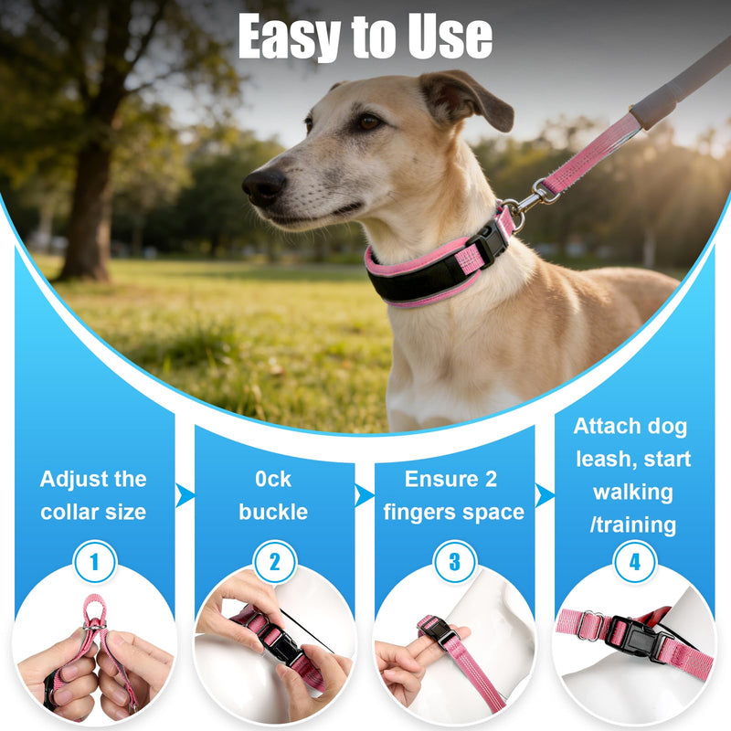 Lightweight Prong Collar for Dogs, Reflective No Pull Dog Collar | Adjustable Size Dog Pinch, Breathable Woven Fabric Air Grid Technology, Martingale Collar for Dogs Training（Pink-XL） Pink XL(21"-26")