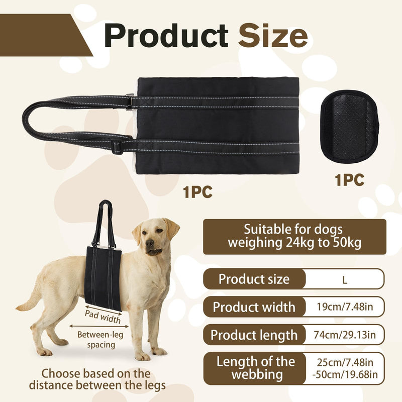 Adjustable Dog Lifting Harness for Large Dog Mobility Aids Support Sling for Weak Rear Legs Dog Lifting Harness for The Senior Injured Disabled and After ACL Surgery Rehabilitation Dog (Black, L)