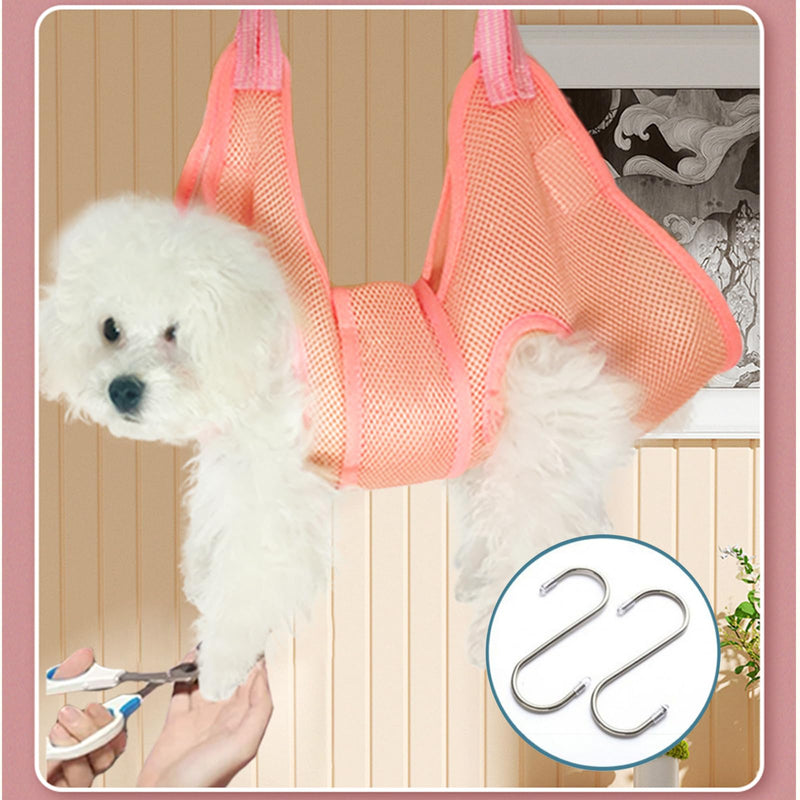 Cat and Dog Grooming Hammock with Safety Belt for Nail Clipping、Grooming,Cat Bathing Bag for cat Nail Trimming,Cat Claw Care Bag, Dog Grooming Harness（S,Be Sure to Check The Size Chart） S Pink - PawsPlanet Australia