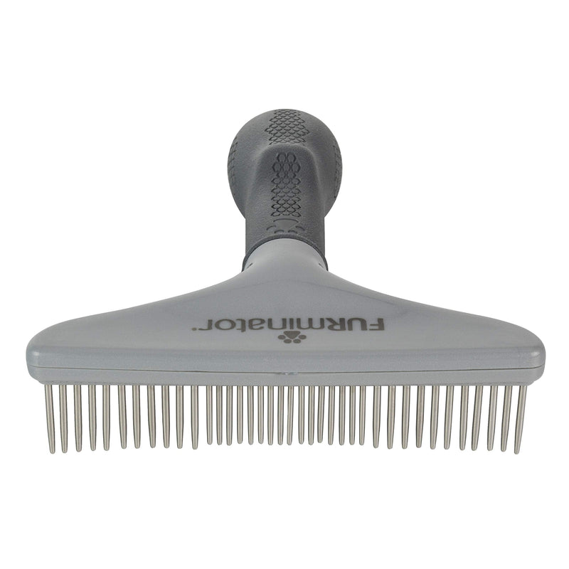 FURminator Dog/Cat Grooming Rake, Grooming Tool, Removes Loose Hair and Tangles, Gray updated model