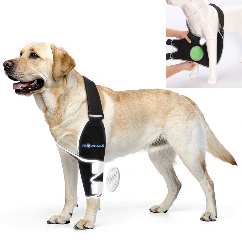 Dog Elbow Brace with Hot/Cold Gel Pack, Adjustable Dog Leg Braces, Dog Front Shoulder Brace, Canine Elbow Pads for calluses and Post-Surgery Recovery(Left Leg,L) Left Leg L