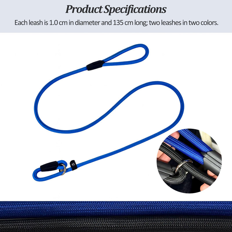 2-Pack Adjustable Nylon Slip Dog Lead – Collar-and-Leash Integrated Design for Training (Black/Blue) - PawsPlanet Australia