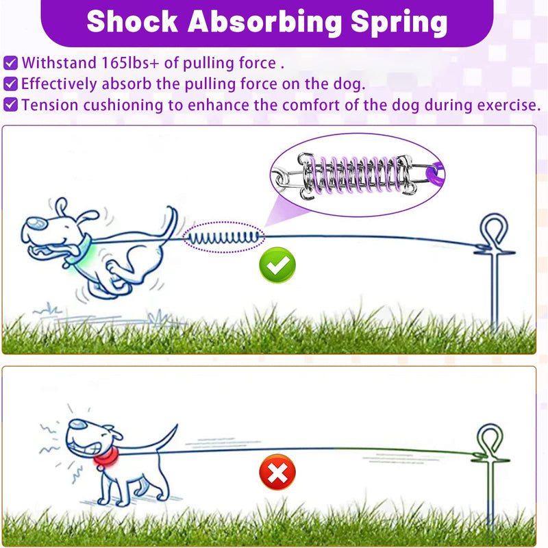 Dog Tie Out Cable 10/15/20/25/30 FT Dog Runner for Yard Steel Wire Dog Cable with Durable Superior Clips purple Dog Chains Heavy Duty for Outside Hold Large Dogs Up to 165 lbs 10FT - PawsPlanet Australia