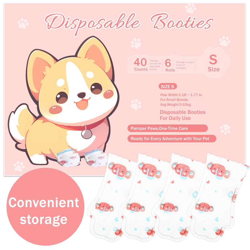 Disposable Dog Booties for Dog Cats,40Pcs Pet Booties Waterproof and Breathable with Adjustable Bandage,Dog Paw Protectors Prevent Licking,Paw Socks Protector for Small Medium Large Dogs S - PawsPlanet Australia
