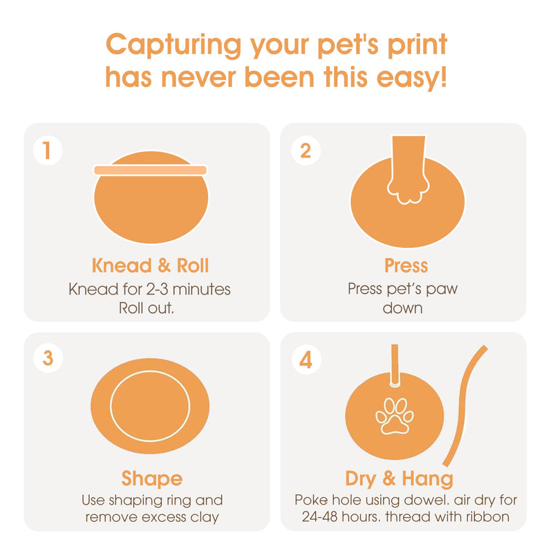 Pearhead Pet Paw Print Keepsake Ornament Kit - DIY Hanging Clay Keepsake for Dogs & Cats, Pet's First Christmas Ornament, Customized Family Ornament, 3 Ribbons - PawsPlanet Australia