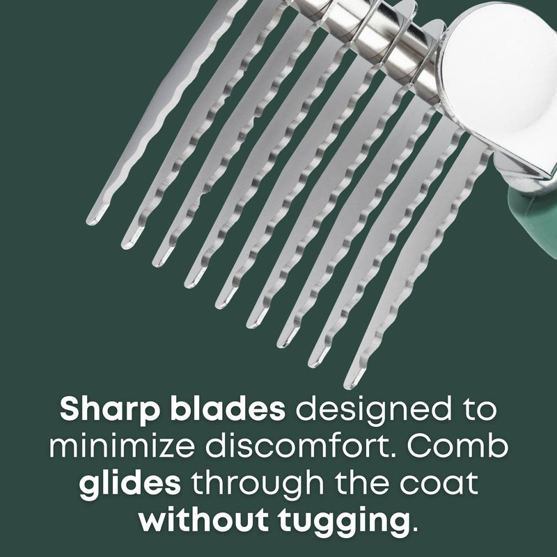 Dematting Comb for Dogs - Dematting Tool for Grooming Dog Matting - Serrated Matted Hair Removal Brush - Easily Remove Knots, Mats, and Tangles - Designed for Wavy & Curly Coats - Freshly Bailey - PawsPlanet Australia