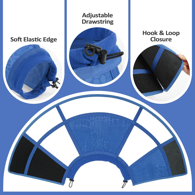 Dog Cone Collar for After Surgery Recovery, Soft Adjustable Elizabethan Collar for Small Medium Large Dogs, Comfortable Anti-Lick Cone for Wound Healing (Blue M) Blue