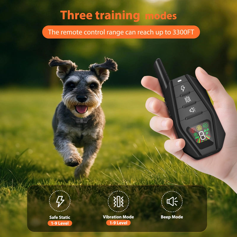 Small Dog Shock Collar for Small Dogs 5-15lbs, Ultra-Dog Training Collar with 3300Ft Remote Range,3 Training Mode Beep,Vibration,Shock, Waterproof Bark Collar (Black-B) - PawsPlanet Australia