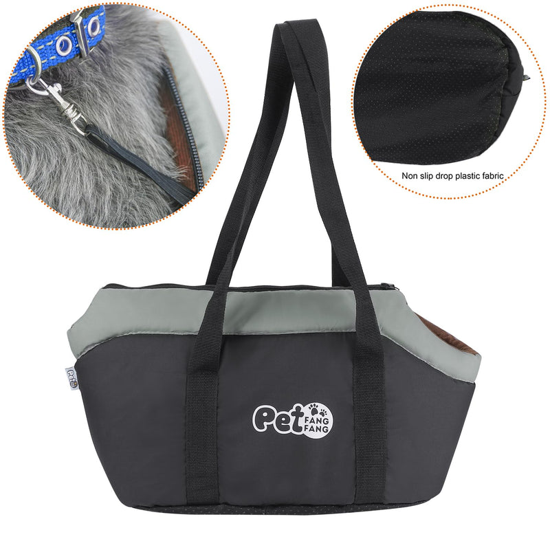 Breathable Handbag Pet Carrier - Adjustable Folding Sling With Warm Sponge for Dog Cat Travel in Winter - Outdoor Portable Bag for Shopping Hiking Walking balck