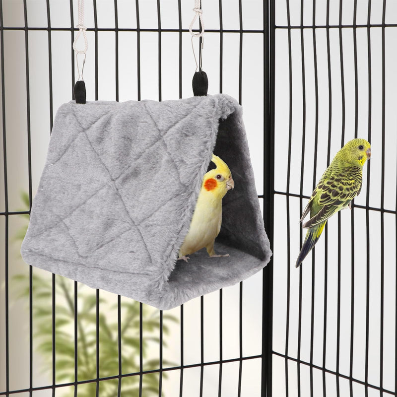 Wontee Bird Nest House Warm Bird Bed Hanging Hammock Snuggle Hut for Budgies Parakeets Caique Senegal Quaker Parrots Cockatiels Conures (Grey) Grey